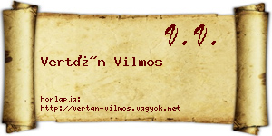 Vertán Vilmos névjegykártya
